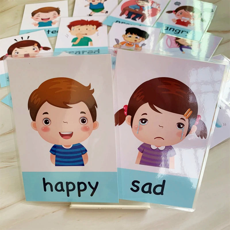 12PCS/Set Montessori Baby Learning Card Cartoon English Flash Cards for Children Kids Funny Memory Exercise Game Educational Toy