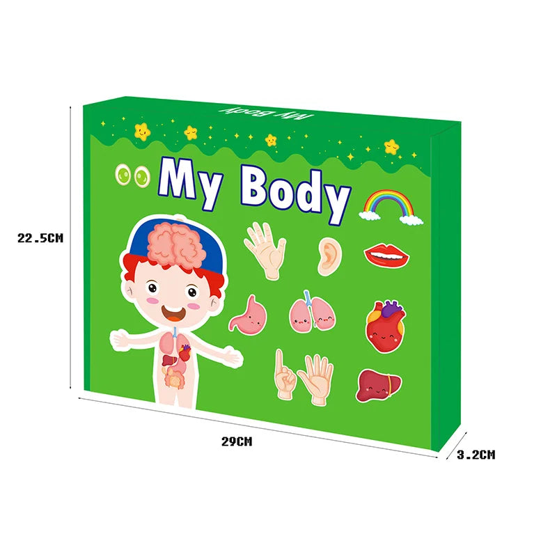 Montessori Quiet Books Early Educational Toys My First Busy Book DIY Paste Matching Puzzle Game Human Body Cognition Kids Toys