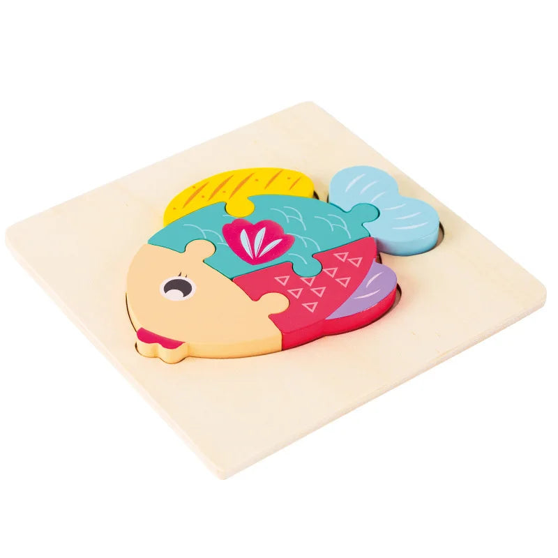 High Quality Baby 3D Wooden Puzzle Educational Toys Early Learning Cognition Kids Cartoon Grasp Intelligence Puzzle