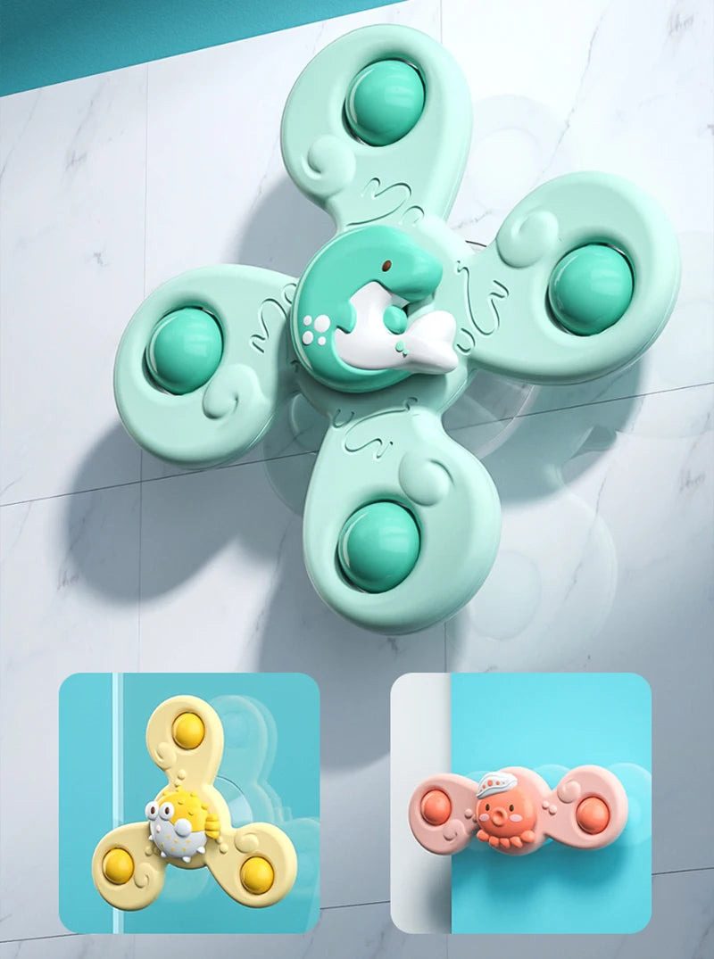 Montessori Baby Bath Toys Boy Children Bathing Sucker Spinner Suction Cup Toy For Kids Funny Child Rattles Teether Toddler Gifts