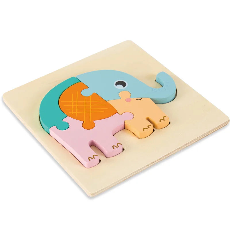 High Quality Baby 3D Wooden Puzzle Educational Toys Early Learning Cognition Kids Cartoon Grasp Intelligence Puzzle