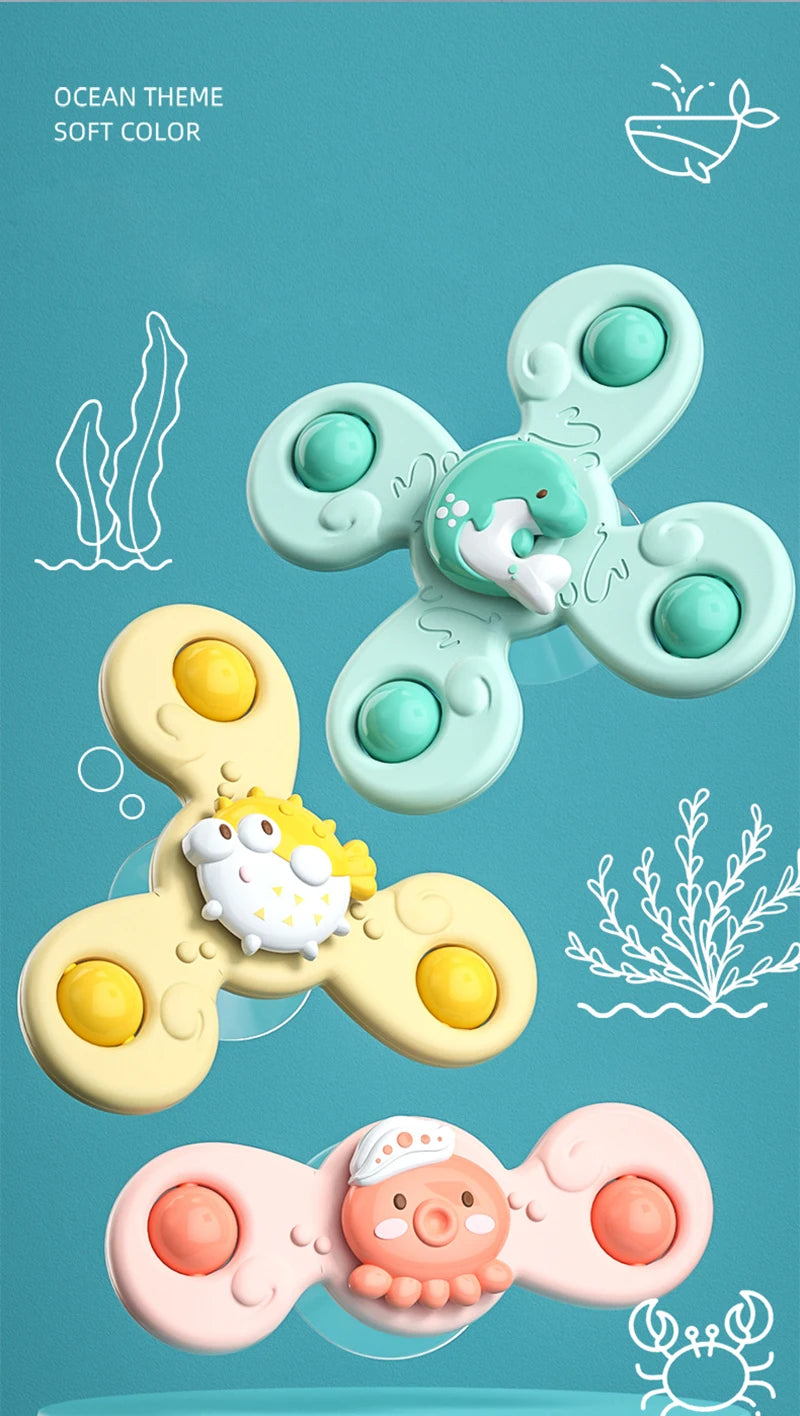 Montessori Baby Bath Toys Boy Children Bathing Sucker Spinner Suction Cup Toy For Kids Funny Child Rattles Teether Toddler Gifts