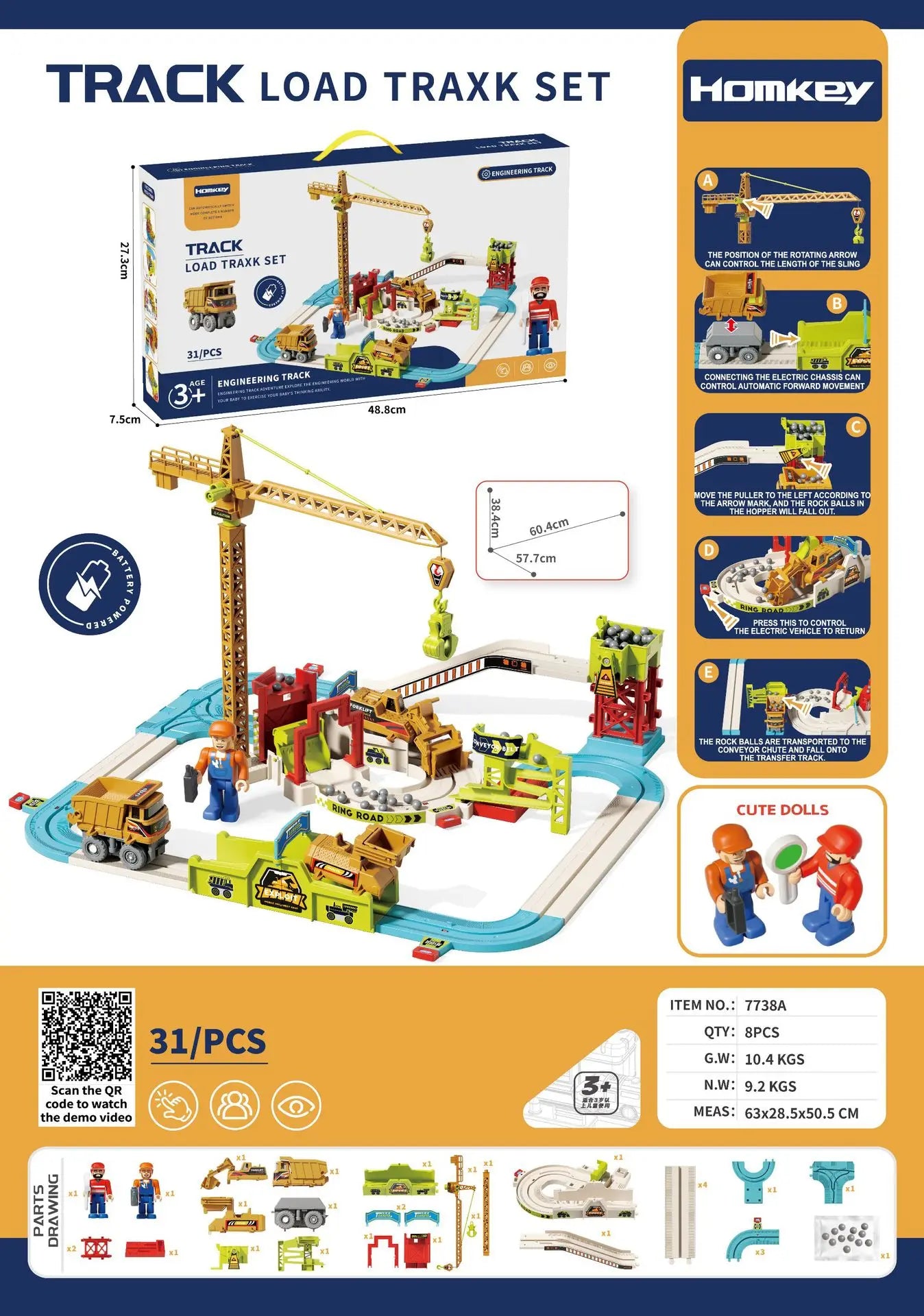 Educational Adventure Track Car Plastic Rolling Ball Engineering Adventure Toy for Kids