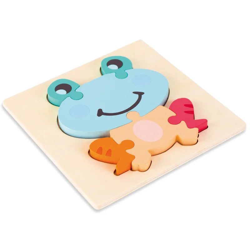 High Quality Baby 3D Wooden Puzzle Educational Toys Early Learning Cognition Kids Cartoon Grasp Intelligence Puzzle