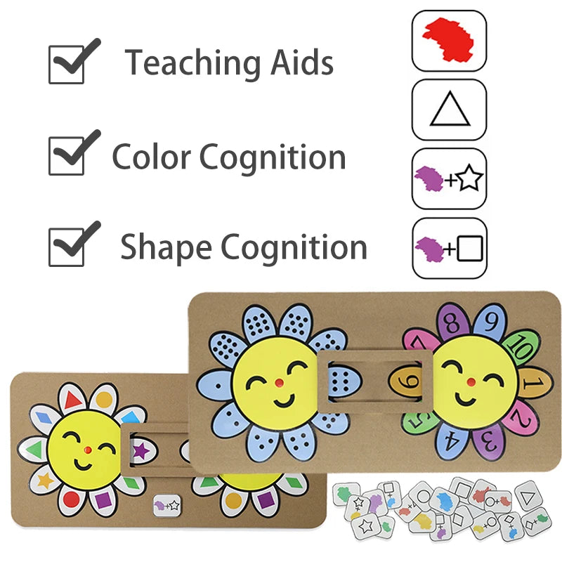 Montessori Didactic Material DIY Math Toy Color Shape Puzzle Matching Game Children Early Educational Learning Toy Teaching Aids