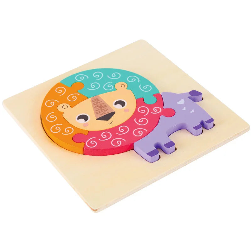 High Quality Baby 3D Wooden Puzzle Educational Toys Early Learning Cognition Kids Cartoon Grasp Intelligence Puzzle