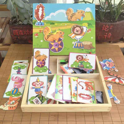 Early Education Magnetic Puzzle Cognitive Pairing Beneficial Intelligence Magnetic Paste Face Features Wooden Toys