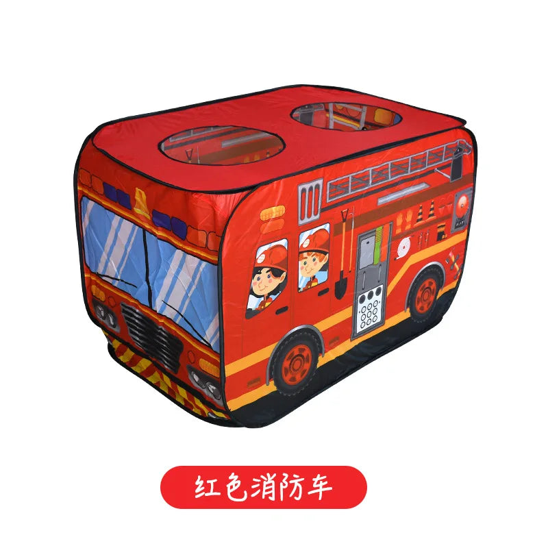 Foldable Game Play House Fire Truck Police Bus Pop Up Toy Tent Playhouse Cloth Gift For Children Firefighting Model Dopship