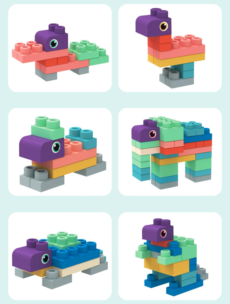 Baby Rubber Big Size Particle Bricks Toys DIY Building Blocks Big Brick Early Educational Large Soft Bricks Toy Bath For Toddler