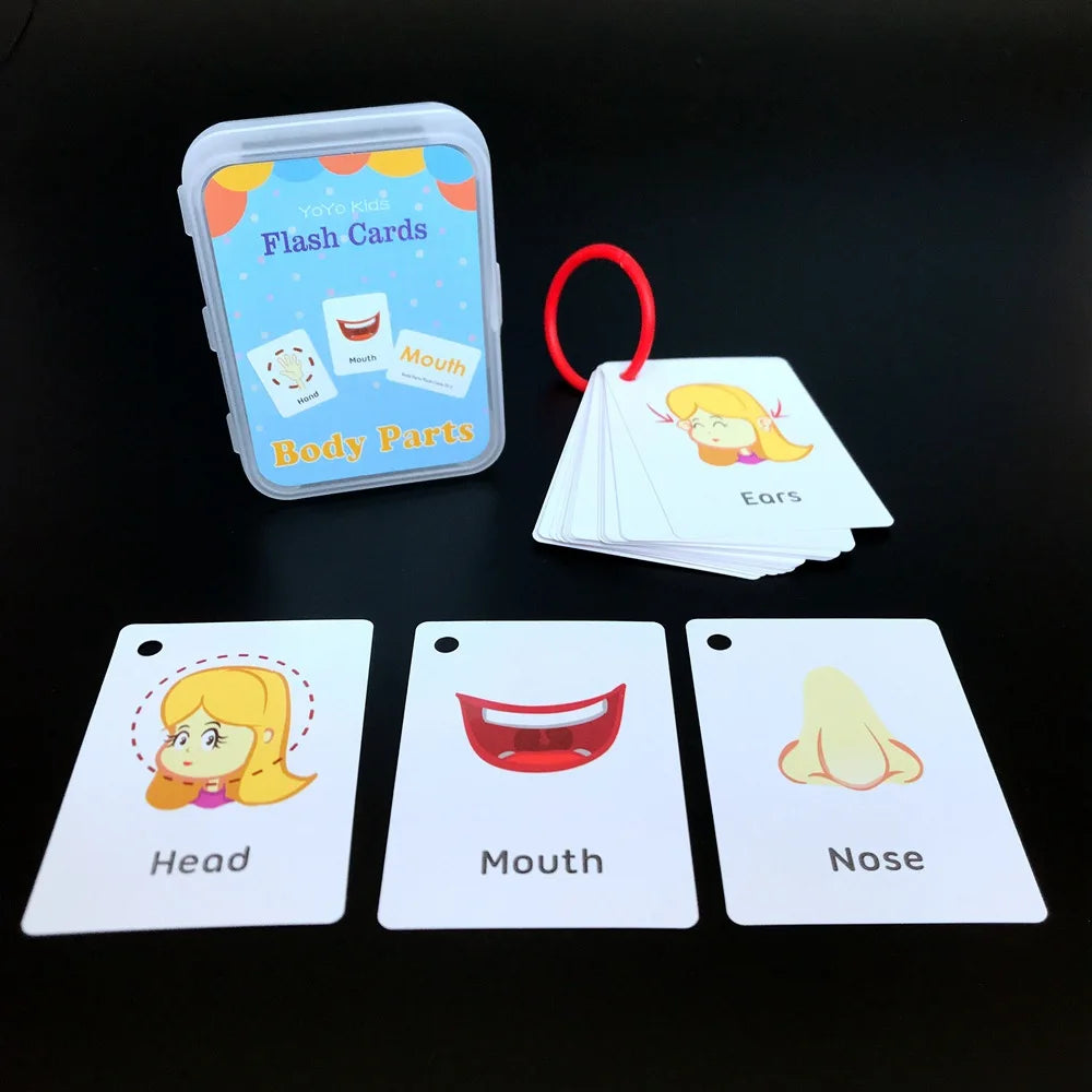 Kids Montessori Baby Learn English Word Card Flashcards Cognitive Educational Toys Picture Memorise Games Gifts for Children 29