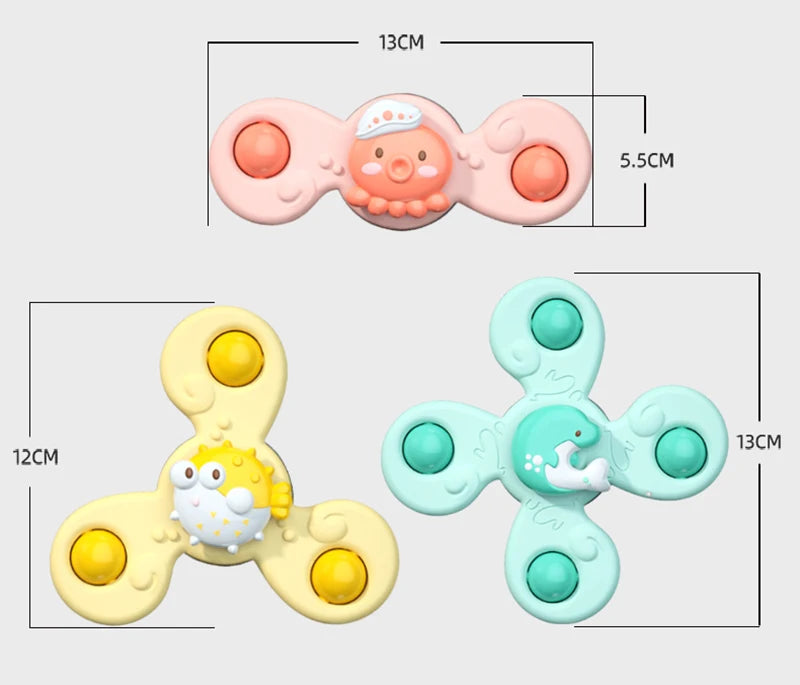 Montessori Baby Bath Toys Boy Children Bathing Sucker Spinner Suction Cup Toy For Kids Funny Child Rattles Teether Toddler Gifts
