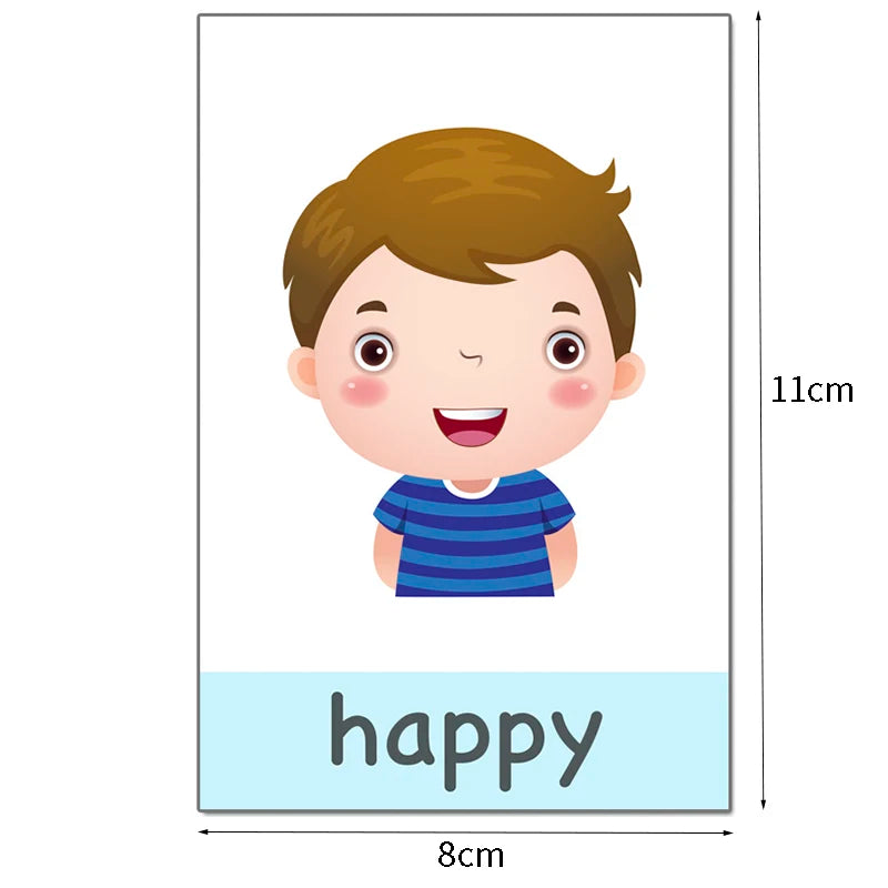 12PCS/Set Montessori Baby Learning Card Cartoon English Flash Cards for Children Kids Funny Memory Exercise Game Educational Toy