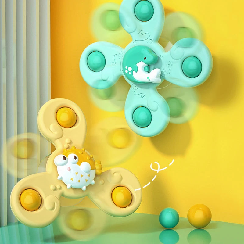 Montessori Baby Bath Toys Boy Children Bathing Sucker Spinner Suction Cup Toy For Kids Funny Child Rattles Teether Toddler Gifts