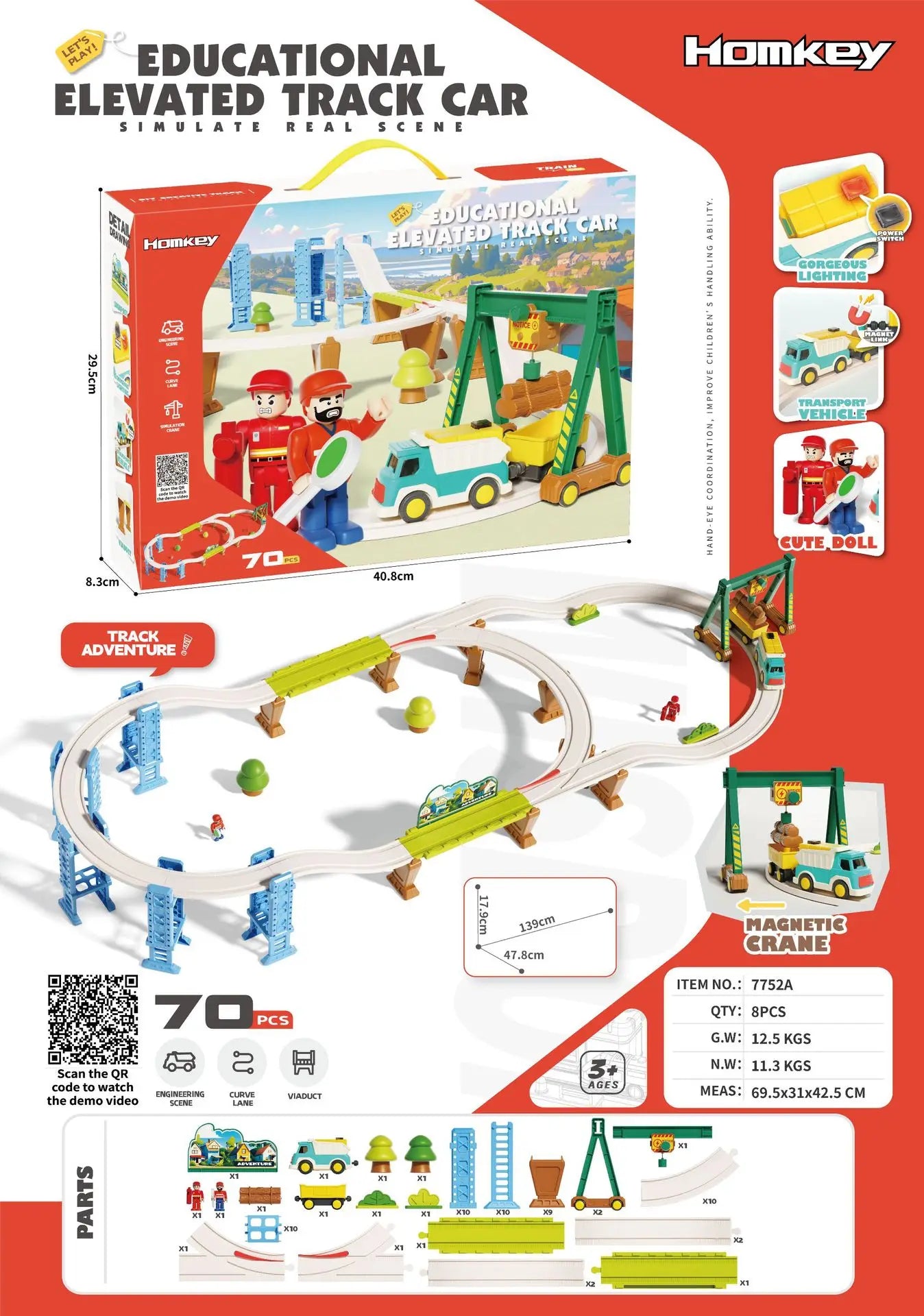 Educational Adventure Track Car Plastic Rolling Ball Engineering Adventure Toy for Kids