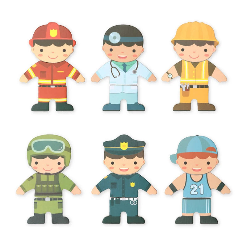 3D Magnetic Animal Puzzles Kids Wooden Toys Bear Dressing Up Jigsaw Games Montessori Educational Imagination Toy Gifts For Kids