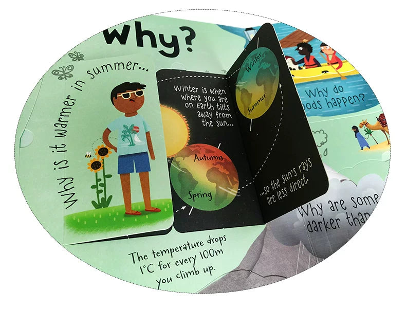 Lift The Flap Questions And Answers About Weather English Educational Picture Book Children Learning Board Hardcover