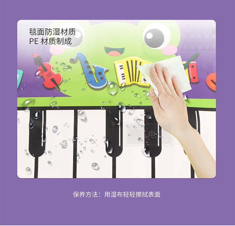 Baby Musical Piano Drum Play Mat 2 in 1 for Kids Toddlers Floor Keyboard Dance Mat with Sounds Baby Toy Music Blanket