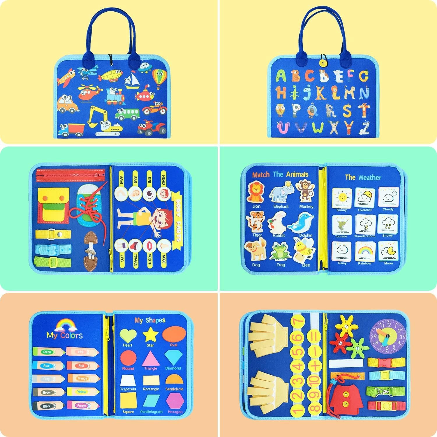 2026 New Montessori Busy Board Educational Activity Developing Sensory Board Fine Basic Dress Motor Skills Travel Toys Kids Gift