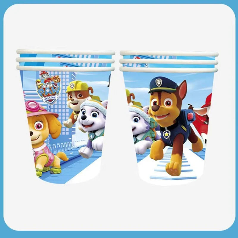 Paw Patrol Birthday Decorations Paw Patrol Tableware Plates Cups Balloons Banner Backdrop Cake Toppers Gift Bags Party Supplies