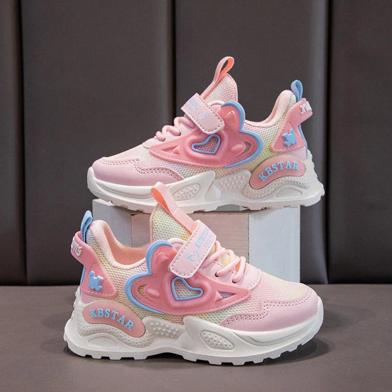 Childrens Sports Shoes 2025 Spring School Casual Girls Soft Cute Pink Anti Slip Tennis Shoes Outdoor Breathe Mesh Running Shoes