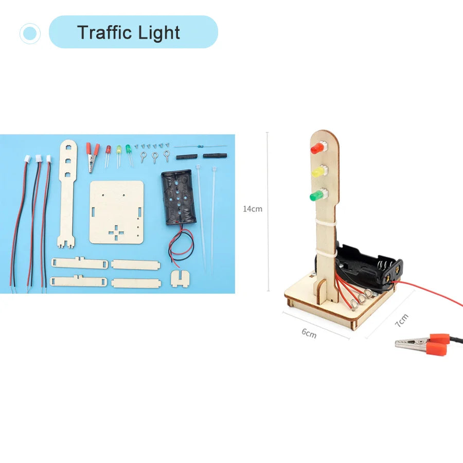 Kids DIY Science Toy Educational Scientific Experiment Kit Light Traffic Light Model Physics School STEM Projects Childrens Toy
