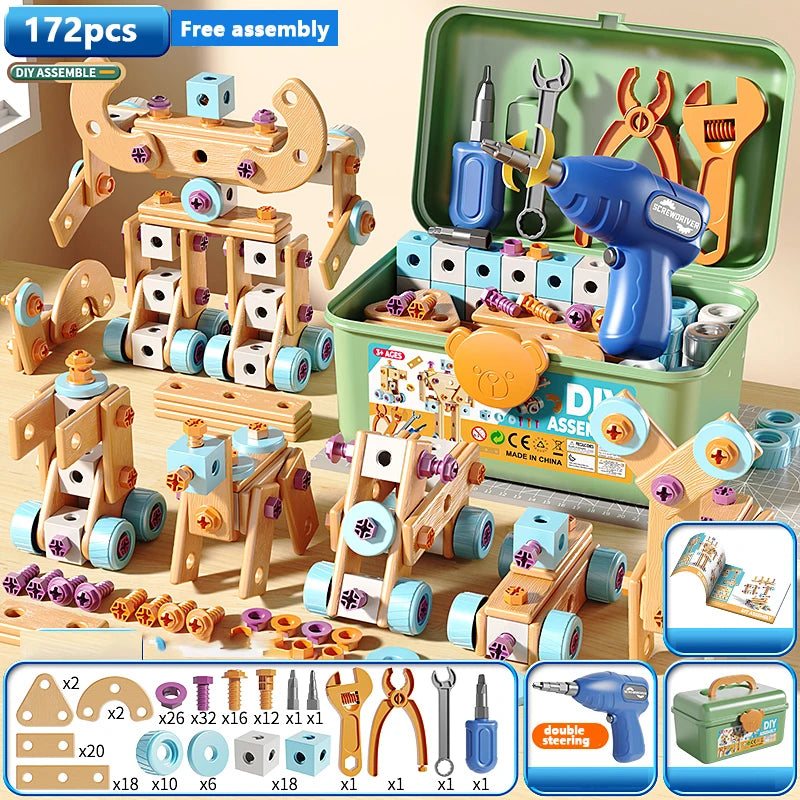 DIY Nut Hand Disassembly Assembly Puzzle Simulated Screwing Toolbox Early Educational Kids Toy Shape Insert Blocks Toys For Boys