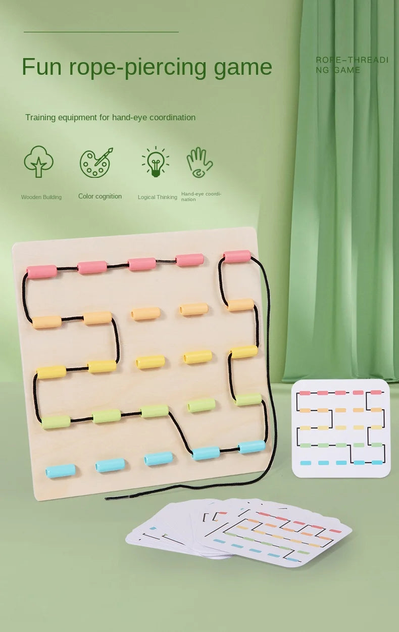 Fun and educational rope toy, hand-eye coordination training, baby early education enlightenment game 3+