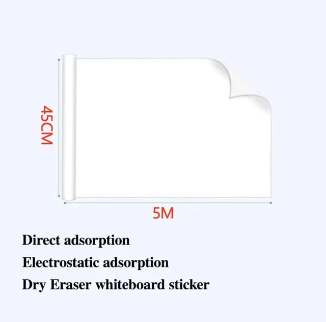 Width: 45CM Reusable Static Whiteboard Adheres To Walls Without Damage Easy To Apply and Remove Dry Eraser White Board