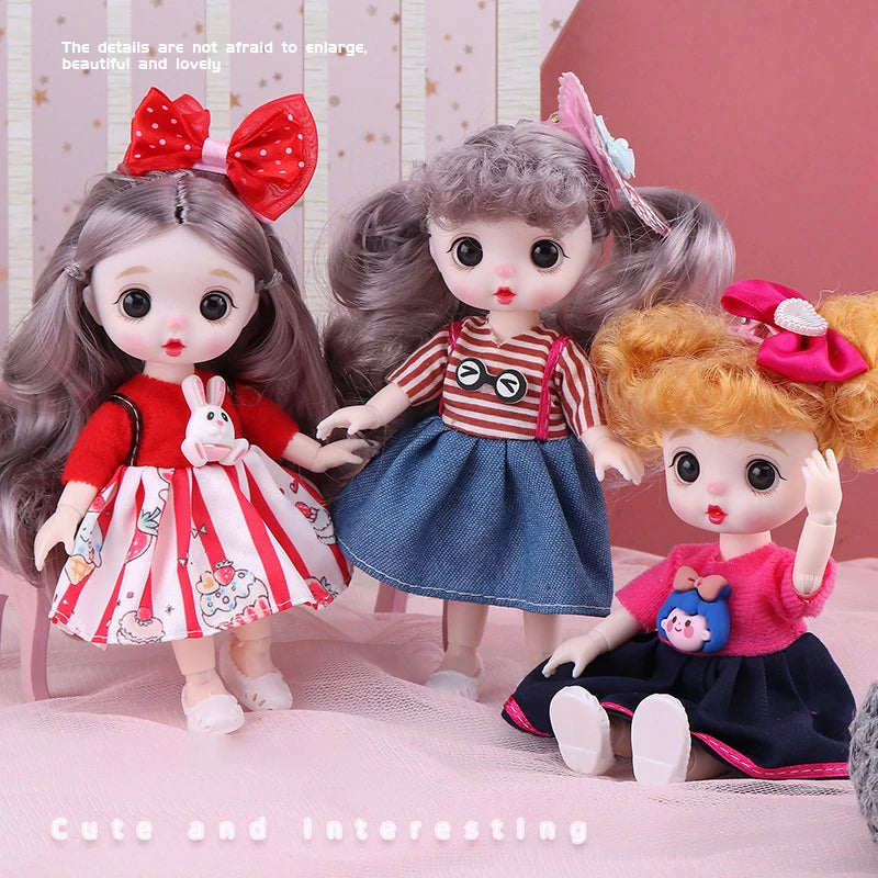 13 Movable Joints Cute Face Realistic Big 17cm BJD Doll Eyeball And Fashion Clothes Suit With Shoes Lolita Princess Doll Toy