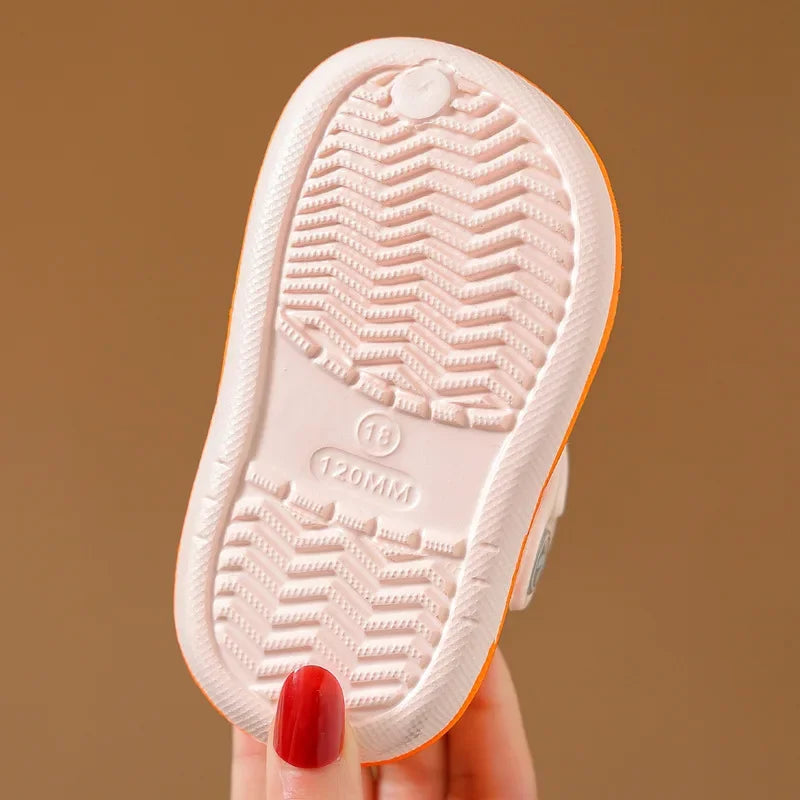 Shoes for Small and Medium-sized Babies Flip Flops Children's  for Girls in Summer Indoor Soft Soled Anti Slip Cartoon Toe Hole