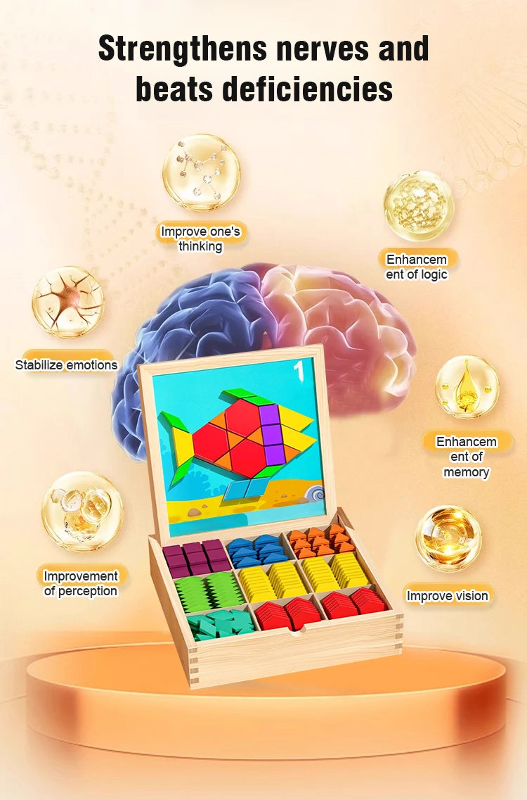 Magnetic Building Blocks Wooden Geometric Puzzle Exercise for Brain Intelligence Development Geometric Thinking Training for 2-8