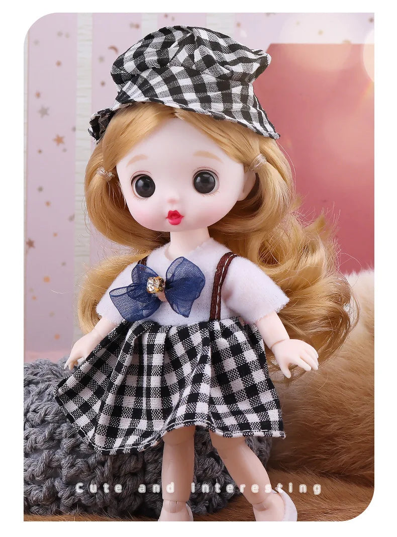 13 Movable Joints Cute Face Realistic Big 17cm BJD Doll Eyeball And Fashion Clothes Suit With Shoes Lolita Princess Doll Toy
