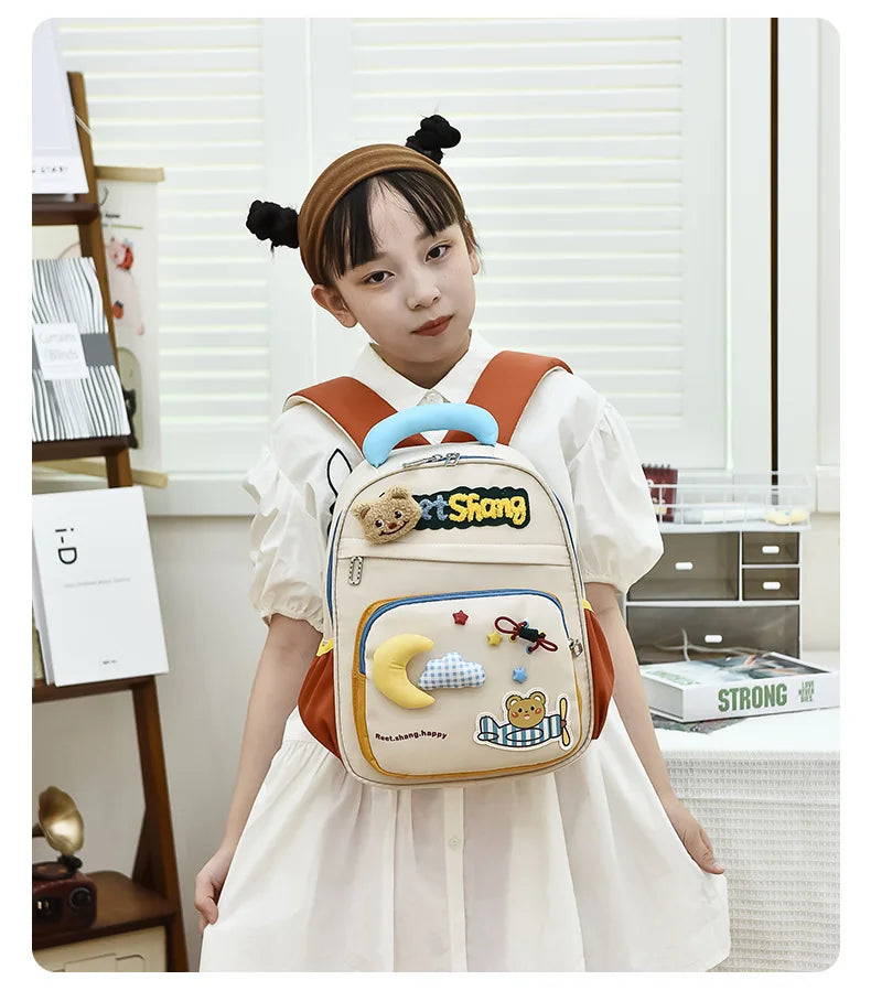 Cute School Bag for Girls Adorable Cartoon Bear Backpack Toddler Kids Backpack Lightweight Kindergarten Boys Children's Bag Gift