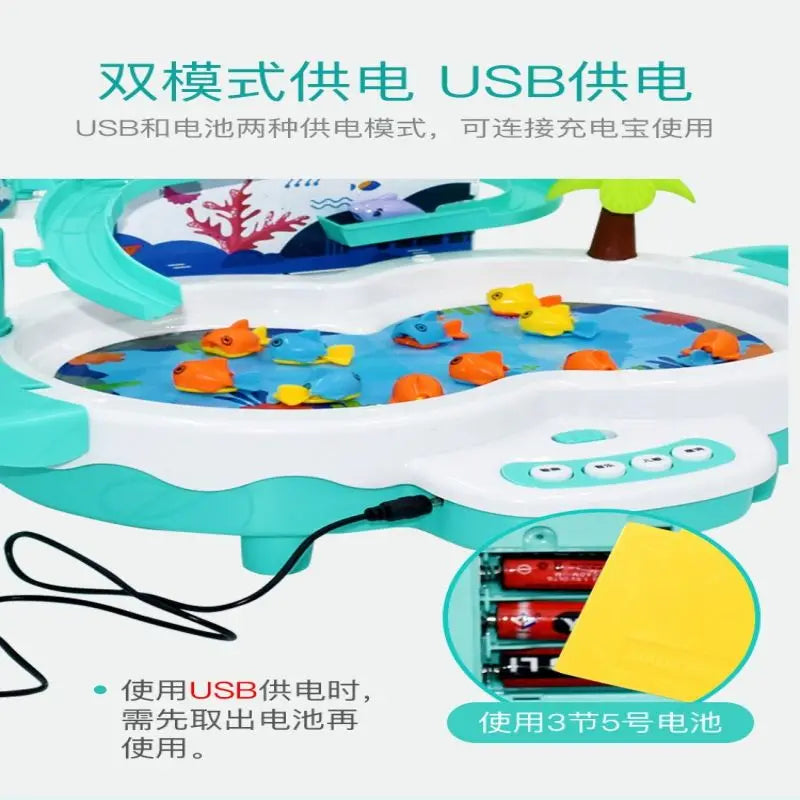 Children's electric fishing toy multi-functional track magnetic levitation music baby education early parent-child interaction