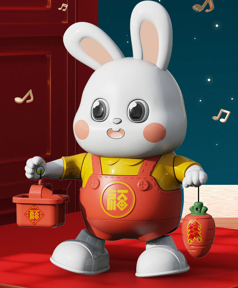 Electric Dancing Little Fu Rabbit TikTok Same Style Robot Light Music Children's Educational Luminous Toys