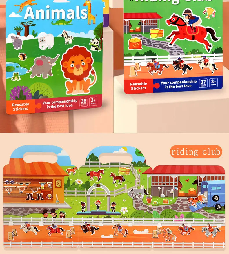 Kids' Reusable DIY Sticker Books Multi-Theme Bubble Sticker Jelly Stickers Portable Montessori Sticker Toy Gifts for Children