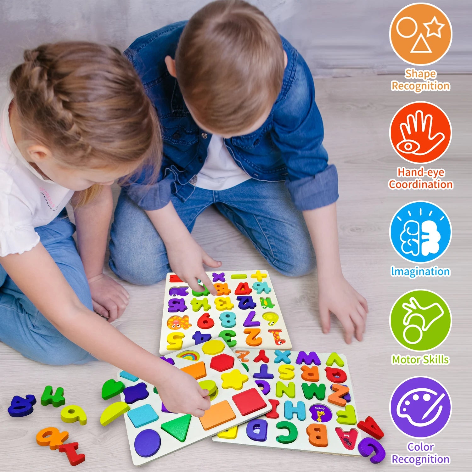 Wooden Puzzle Montessori Baby Toys Kids Alphabet Number Matching Game Preschool Children Early Educational Children Game Toy