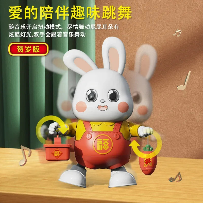 Electric Dancing Little Fu Rabbit TikTok Same Style Robot Light Music Children's Educational Luminous Toys