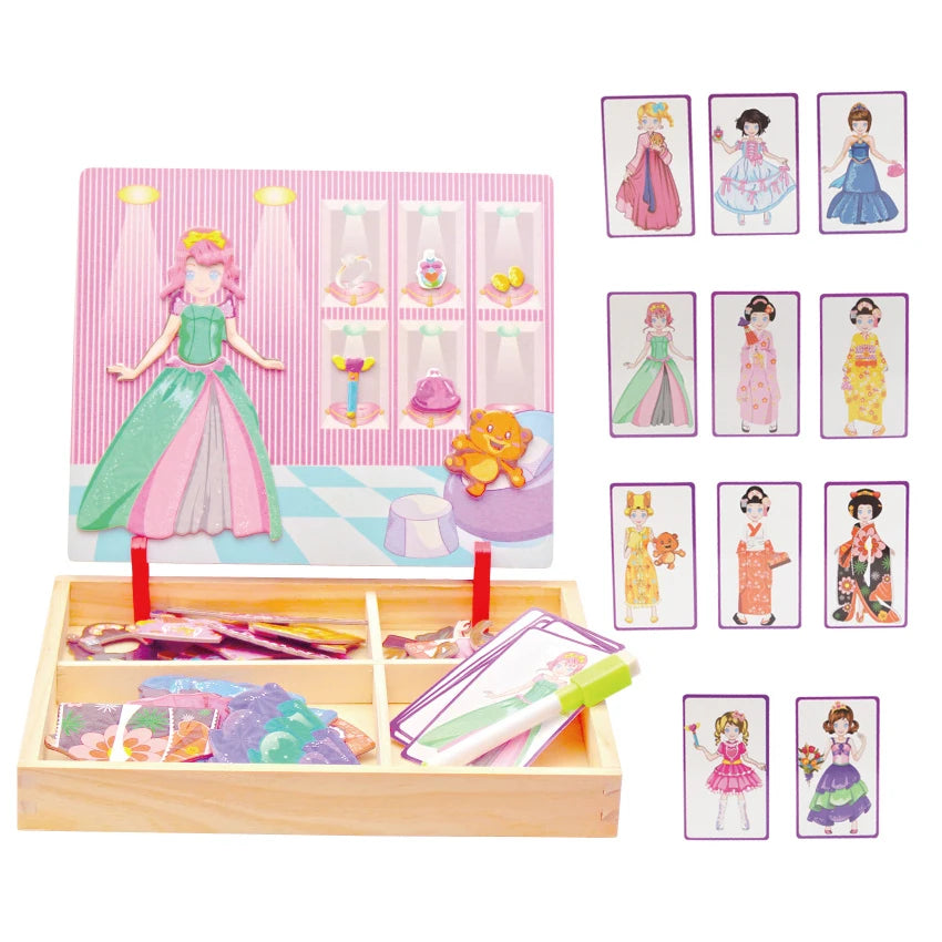 Magnetic 3D Puzzles for Kids Montessori Games Educational Toys for Children Blackboard Whiteboard Drawing Wooden Jigsaw Puzzle