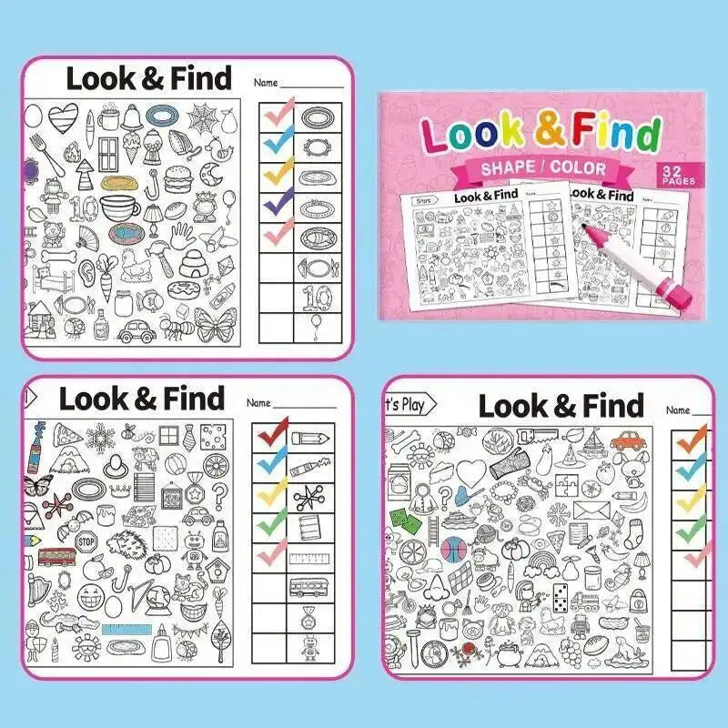 Kids Search for Items Game Fun Coloring Book Enhance Visual Perception Workbook Focus and Attention Handwriting Exercise Book