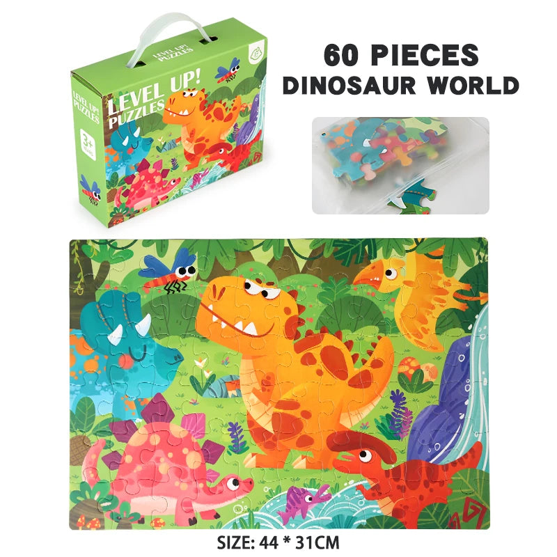 60-piece paper Custom Montessori Kids cartoon puzzle puzzle creative toy puzzle set for kids boys and girls
