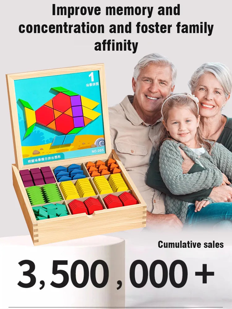 Magnetic Building Blocks Wooden Geometric Puzzle Exercise for Brain Intelligence Development Geometric Thinking Training for 2-8