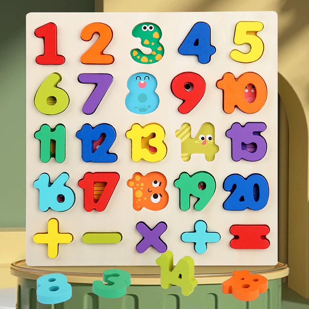 Wooden Puzzle Montessori Baby Toys Kids Alphabet Number Matching Game Preschool Children Early Educational Children Game Toy