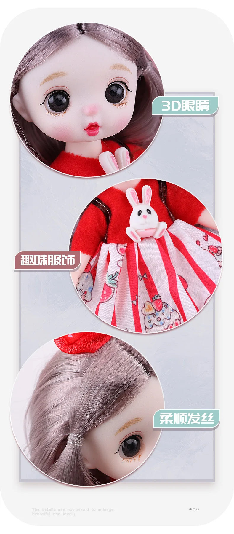 13 Movable Joints Cute Face Realistic Big 17cm BJD Doll Eyeball And Fashion Clothes Suit With Shoes Lolita Princess Doll Toy