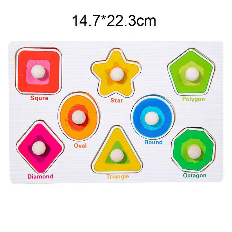 Montessori Toy Wooden Building Block Early Learning Educational Toy Color Shape Match Kids Puzzle Toys For Children Boys Girls