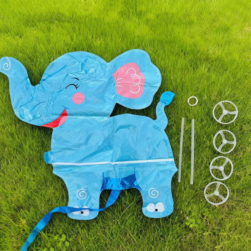 4D Cartoon Foil Balloons Elephant Stand Walking Balloon With Wheel For Kids Birthday Party Decoration Baby Shower