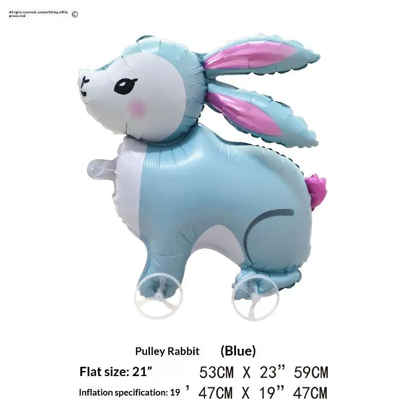 4D Cartoon Foil Balloons Elephant Stand Walking Balloon With Wheel For Kids Birthday Party Decoration Baby Shower