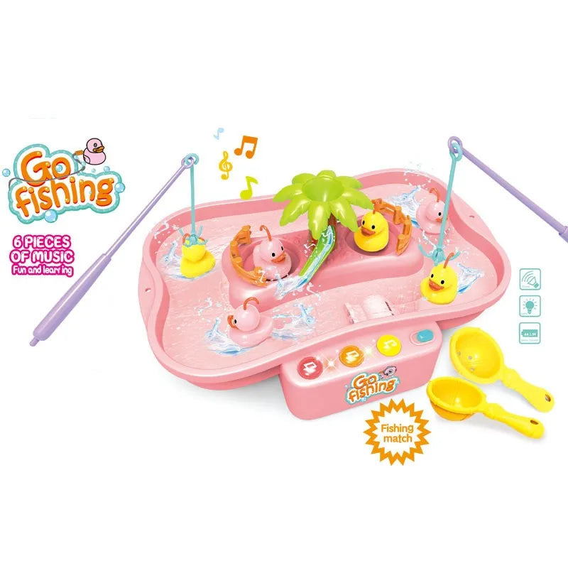 Electric Fishing Toys With Music Lights Water Play Game Music Electric Circulation Fishing Duck Games for Kids