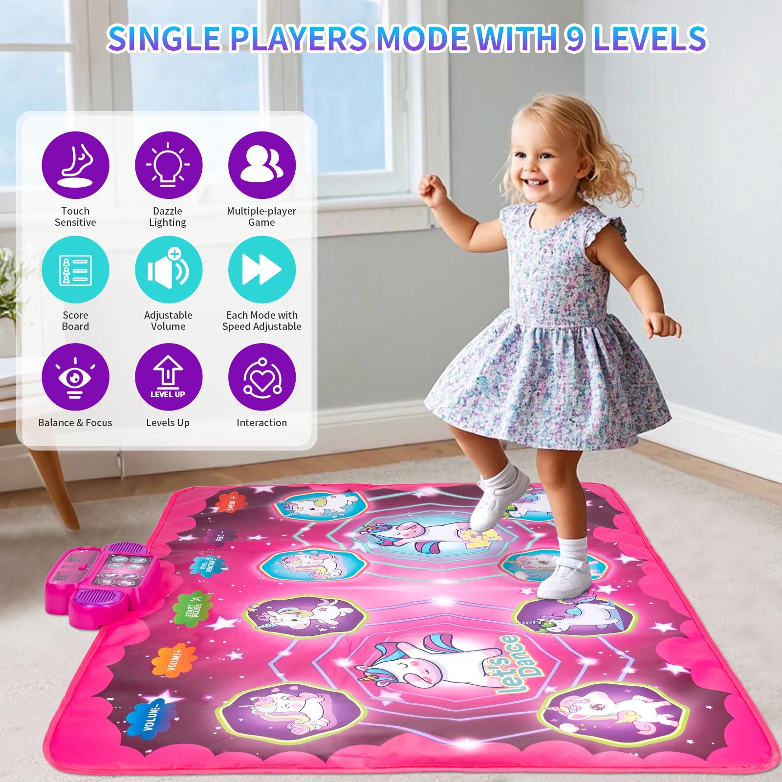Dancing Blanket Kids Electronic Dance Mat Double Players Mode with 9 Levels Kid Floor Music Blanket Educational Toys Xmas Gifts