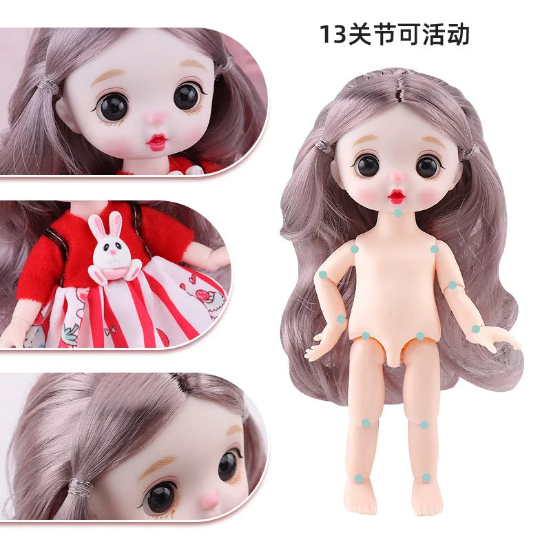 13 Movable Joints Cute Face Realistic Big 17cm BJD Doll Eyeball And Fashion Clothes Suit With Shoes Lolita Princess Doll Toy